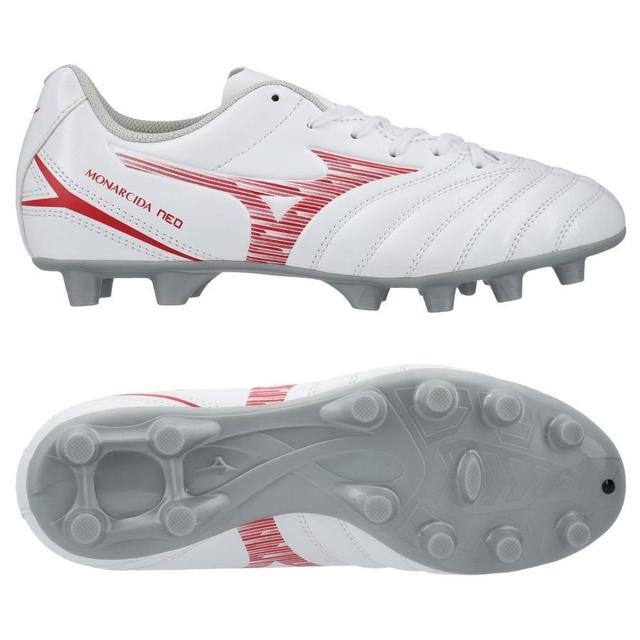 Mizuno Monarcida Neo Lll Select Fg Charge - White/radiant Red Kids, size 36½ on Productcaster.