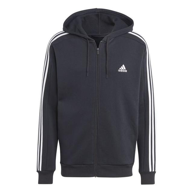 adidas Hoodie Essentials Fleece 3-Stripes Full Zip - Schwarz/Weiß, Größe X-Small on Productcaster.