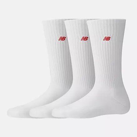 New Balance Socks Patch Logo Crew 3-pack - White, size 35-38 on Productcaster.