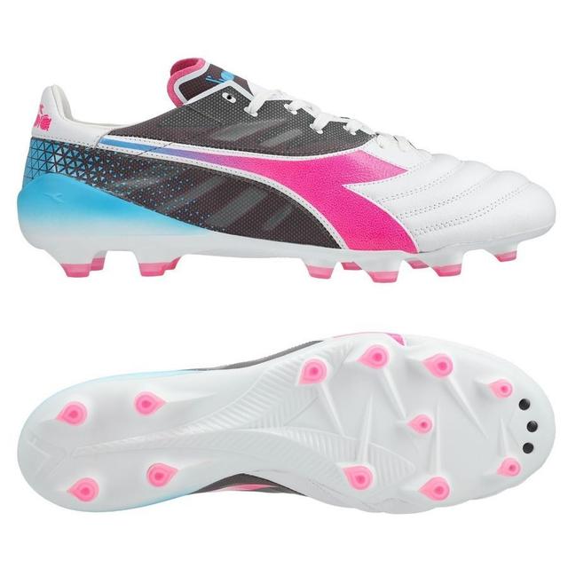 Diadora Brasil Elite Veloce Gr Ita Lpx Fg - White/pink/blue - Grass (Fg), size 37 on Productcaster.