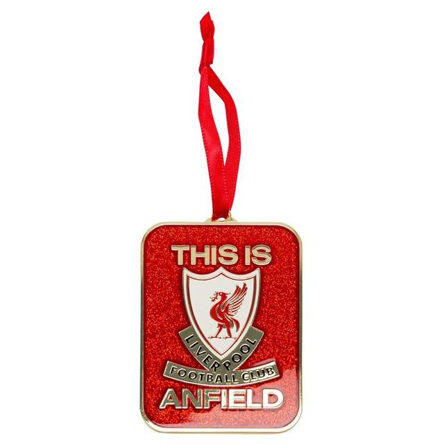 Liverpool This Is Anfield Glitter Christmas Decoration - Red - , size ['One Size'] on Productcaster.