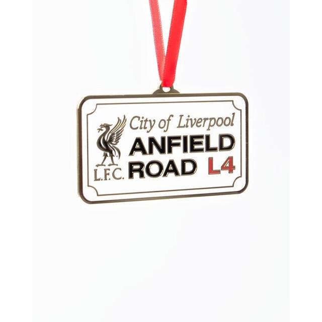 Liverpool Anfield Road Sign Christmas Decoration - White/black - , size One Size on Productcaster.