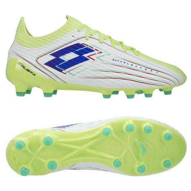 Lotto Solista 200 Viii Fg Light Pack - Sunny Lime/surf The Web/all White - Grass (Fg), size 38½ on Productcaster.