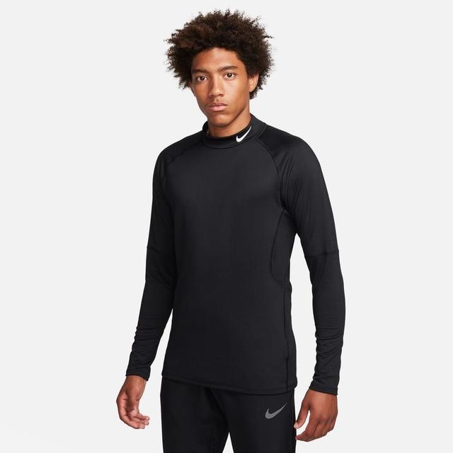 Nike Pro Warm Compression Mock - Black/white, size Large on Productcaster.