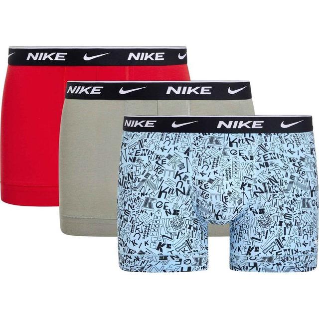 Nike Trunks Everyday Cotton Stretch 3-pack - Blue/grey/red, size Large on Productcaster.