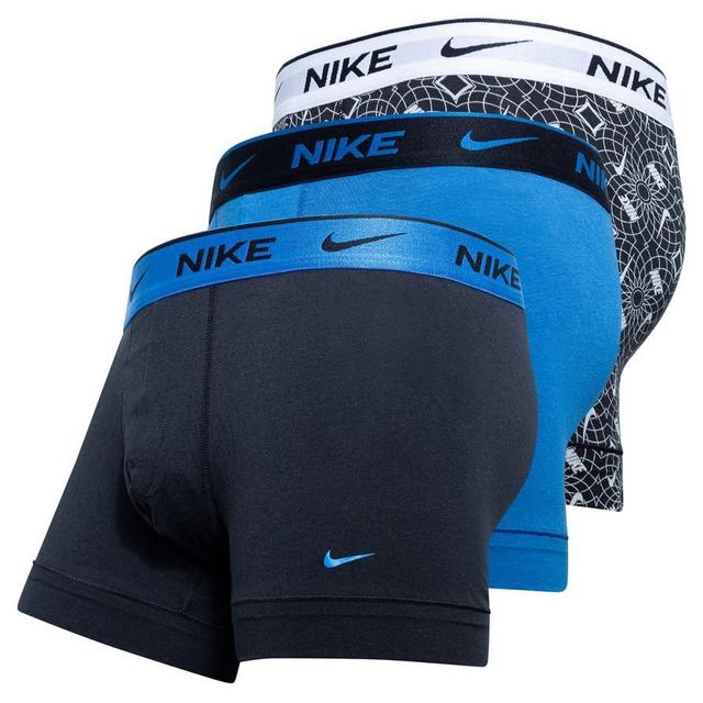 Nike Trunks Everyday Cotton Stretch 3-pack - Photo Blue/black/white, size ['Large'] on Productcaster.