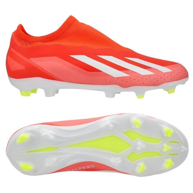 adidas X Crazyfast League Laceless Fg Energy Citrus - Solar Red/footwear White/solar Yellow Kids, size 36⅔ on Productcaster.