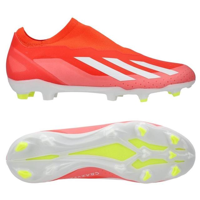 adidas X Crazyfast League Laceless Fg Energy Citrus - Solar Red/footwear White/solar Yellow - Grass (Fg), size 42 on Productcaster.