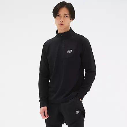 New Balance Running Shirt Nb Heat Grid Half Zip - Black, size Small on Productcaster.