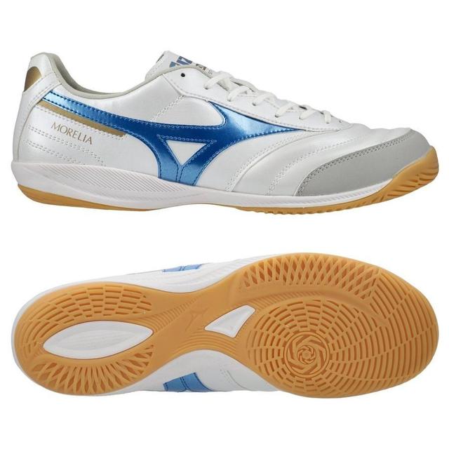 Mizuno Morelia Sala Pro In Mugen - White/laser Blue/gold - Indoor (Ic), size 43 on Productcaster.