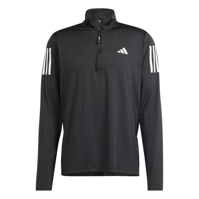 adidas Running Shirt Own The Run 1/2 Zip - Black/white, size Medium on Productcaster.