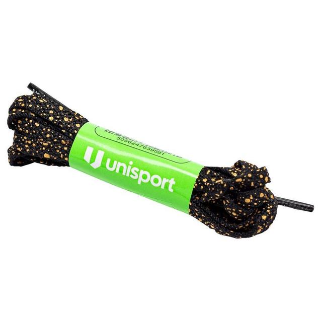 Unisport Shoe Laces Speckled 110x0,5cm 1-pak - Black/gold, size Black & Gold on Productcaster.