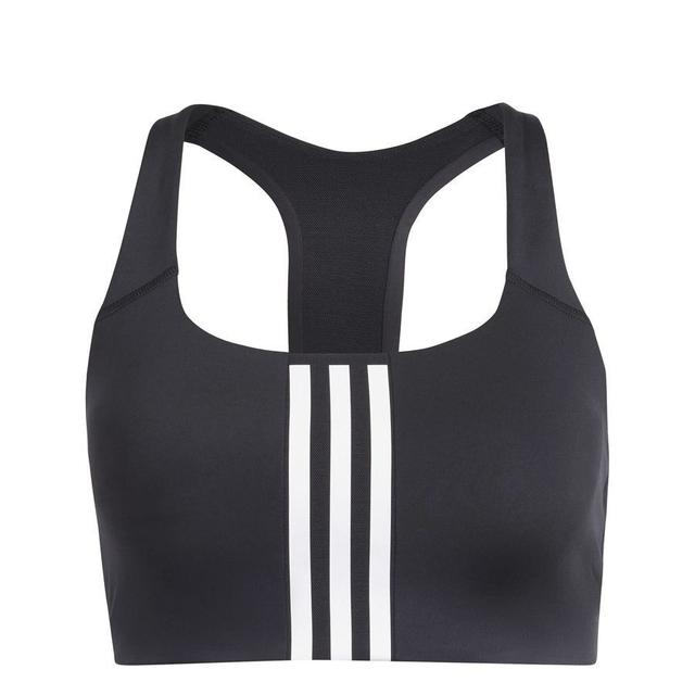 adidas Sports Bra Power Impact Medium Support 3-stripes - Black/white Women, size L A-B on Productcaster.