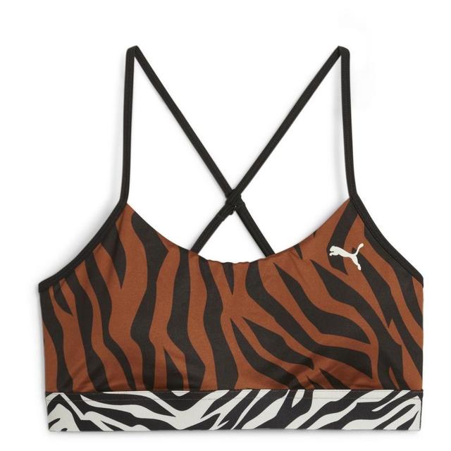 PUMA Sports Bra Move Animal Remix - Brown/black/white, size Medium on Productcaster.