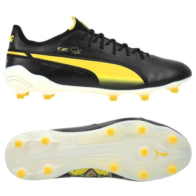 PUMA King Ultimate Pele FG/AG Legends - Schwarz/Weiß/Pele Yellow/PUMA Gold/Frosted Ivory LIMITED EDITION - Rasen (FG) / Kunstrasen (AG), Größe 44 on Productcaster.