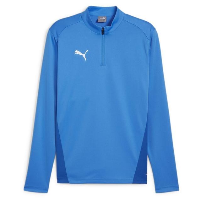 PUMA Training Shirt Teamgoal 1/4 Zip - Electric Blue Lemonade/PUMA White/team Royal Blue, size Large on Productcaster.