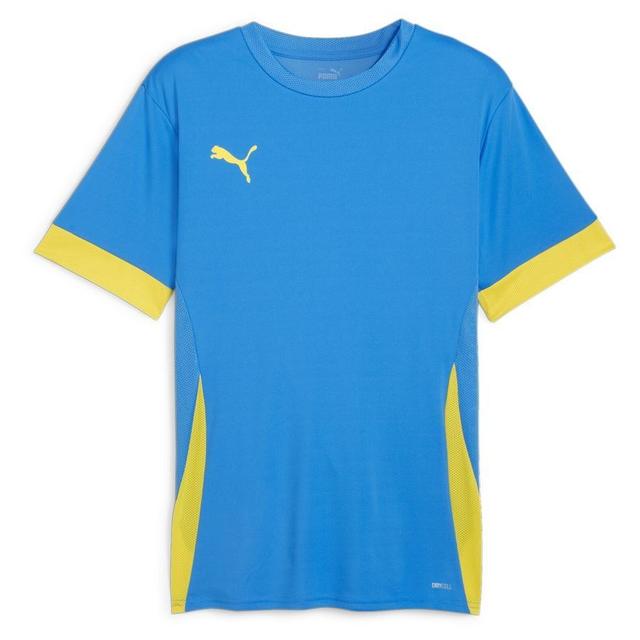 PUMA Training T-shirt Teamgoal - Electric Blue Lemonade/yellow, size Large on Productcaster.