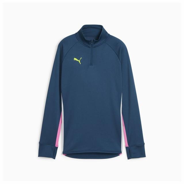 PUMA Training Shirt Individualblaze 1/4 Zip - Navy/electric Lime/pink Women, size Large on Productcaster.