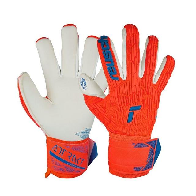 Reusch Goalkeeper Gloves Attrakt Gold X Freegel Hyper Orange - Hyper Orange/electric Blue, size 8½ on Productcaster.