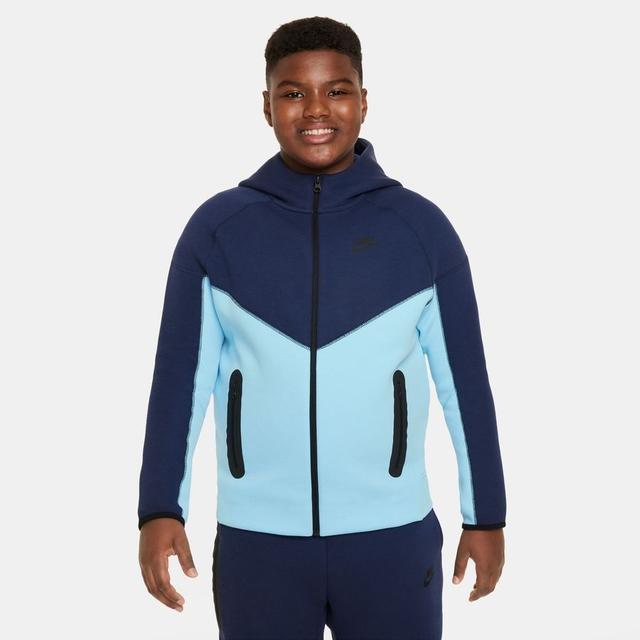 Nike Hoodie Nsw Tech Fleece 23/24 - Midnight Navy/aqua Blue/black Kids, size M: 137-147 cm on Productcaster.