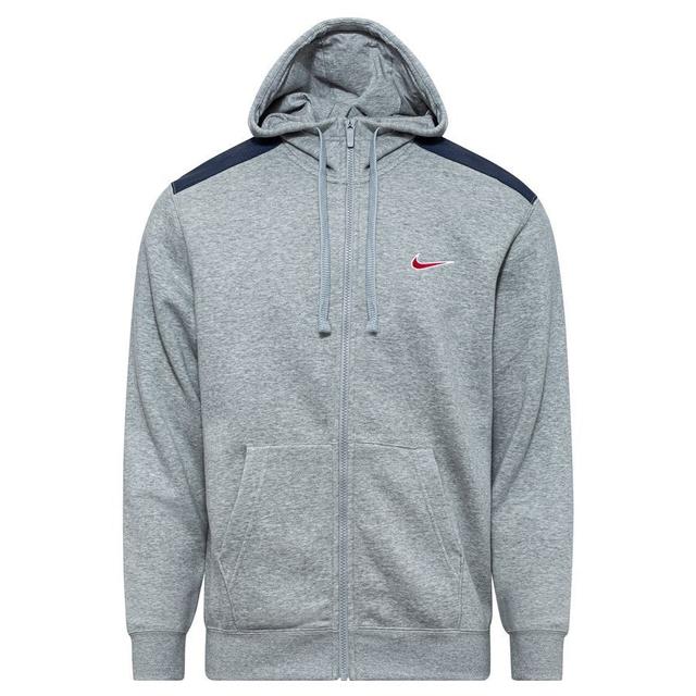 Nike Hoodie Nsw Fleece Fz - Grey Heather/midnight Navy, size Small on Productcaster.