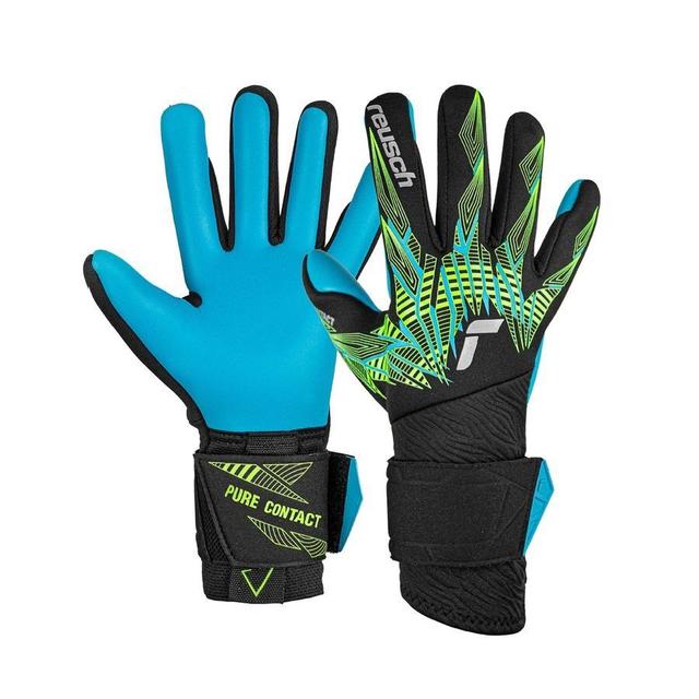 Reusch Goalkeeper Gloves Pure Contact Aqua - Black/lemon Fluor/aqua Blue, size 8½ on Productcaster.