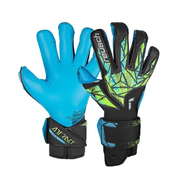 Reusch Goalkeeper Gloves Attrakt Aqua Evolution - Black/lemon Fluor/aqua Blue, size 9 on Productcaster.