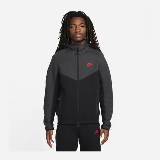 Nike Hoodie Nsw Tech Fleece 24 Fz Windrunner - Schwarz/smoke Grau/rot, Größe ['XX-Large'] on Productcaster.