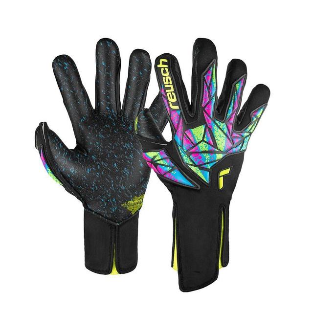 Reusch Goalkeeper Gloves Attrakt Fusion Strapless - Black/safety Yellow/green/blue, size 9½ on Productcaster.