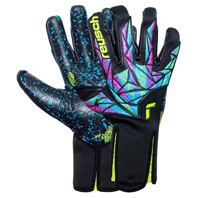 Reusch Goalkeeper Gloves Attrakt Fusion Strapless - Black/safety Yellow/green/blue, size 7½ on Productcaster.