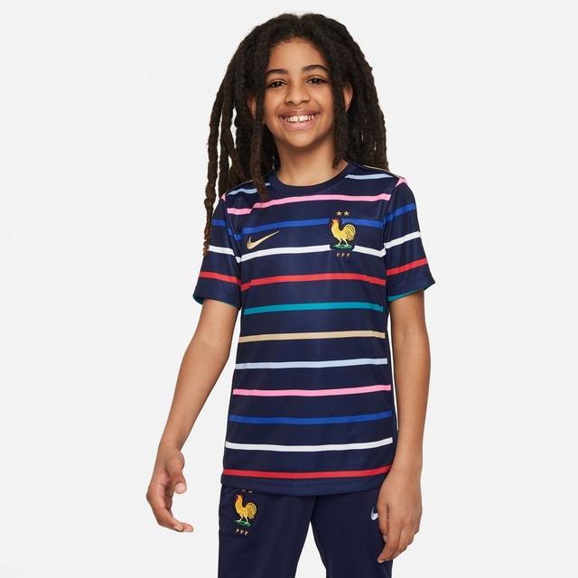 France Training T-shirt Dri-fit Academy Pro Pre Match Euro 2024 - Blackened Blue/club Gold Kids - , size M: 137-147 cm on Productcaster.