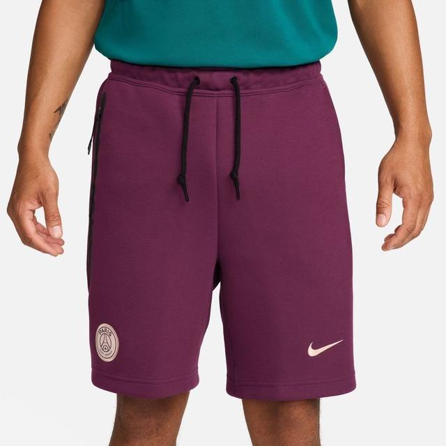 Paris Saint Germain Sweat Shorts Nsw Tech Fleece - Bordeaux/guava Ice - Nike, size XX-Large on Productcaster.