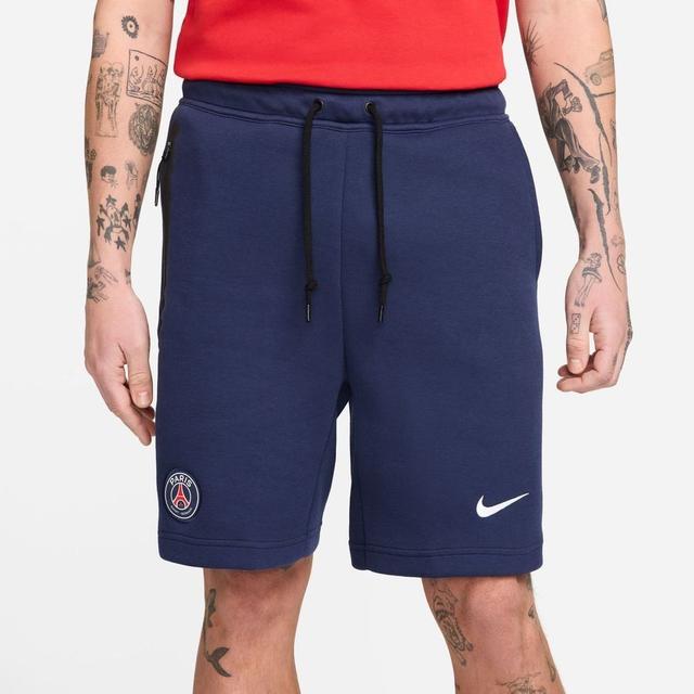 Paris Saint Germain Sweat Shorts Nsw Tech Fleece - Midnight Navy/white - , size Large on Productcaster.