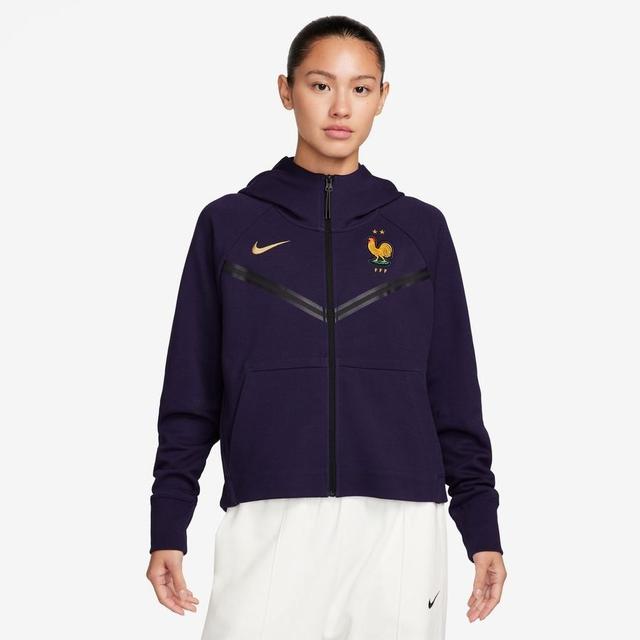 France Hoodie Nsw Tech Fleece Fz - Blackened Blue/club Gold Women - Nike, size X-Small on Productcaster.