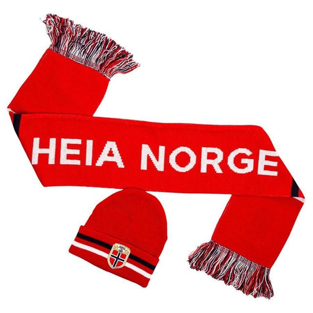 Norway Hat & Scarf Knitted - Red - , size One Size Kids on Productcaster.