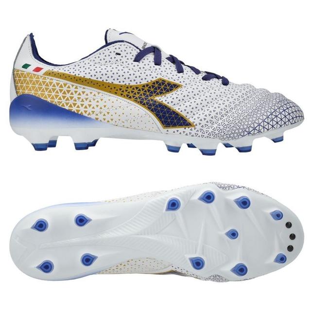 Diadora Brasil Elite Tech Gr Italy Lpx Fg - White/mazarine Blue/gold - Grass (Fg), size 45 on Productcaster.