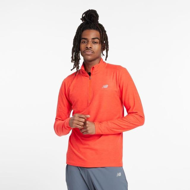 New Balance Training Shirt Space Dye 1/4 Zip - Neo Flame, size Small on Productcaster.