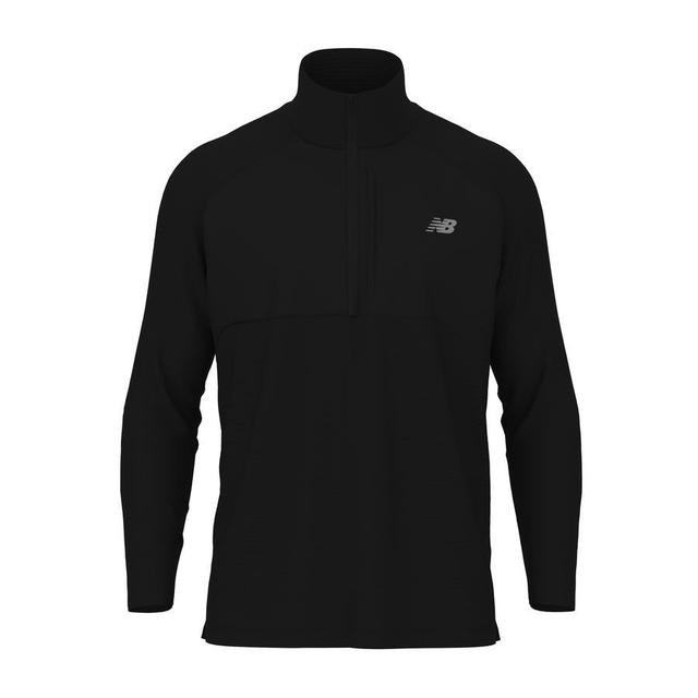 New Balance Running Shirt Athletics Heat Grid Half Zip - Black, size Small on Productcaster.