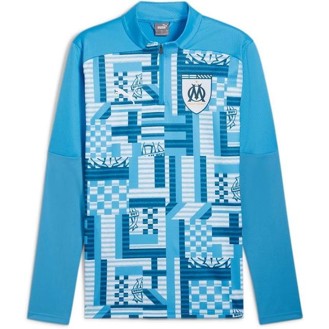 Marseille Training Shirt Pre Match 1/4 Zip - Bleu Azur/ocean Tropic - PUMA, size Small on Productcaster.