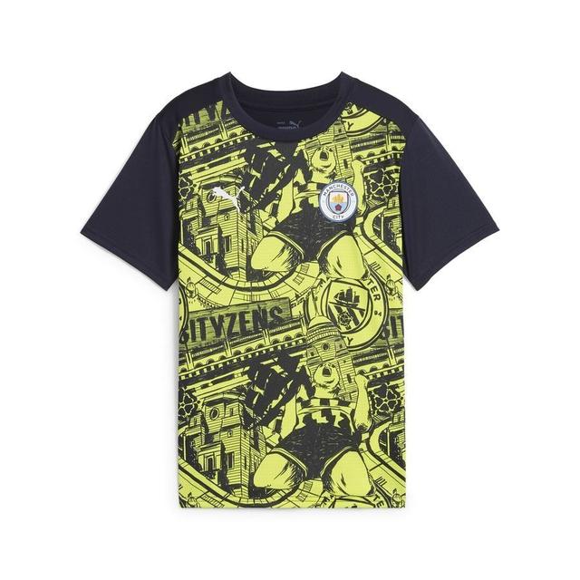 Manchester City Training T-shirt Pre Match - Yellow Glow/magic Blue Kids - PUMA, size 116 cm on Productcaster.