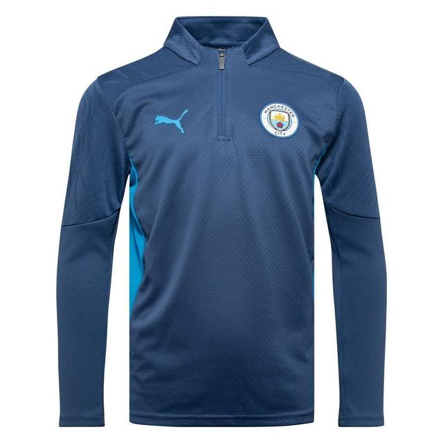 Manchester City Training Shirt 1/4 Zip - Inky Blue/magic Blue Kids - PUMA, size M/152 cm on Productcaster.