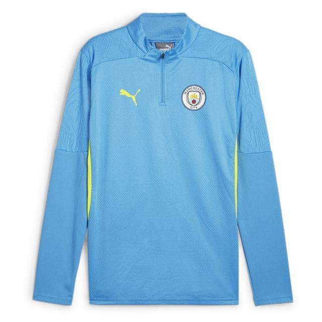 Manchester City Training Shirt 1/4 Zip - Magic Blue/yellow Glow - PUMA, size Large on Productcaster.