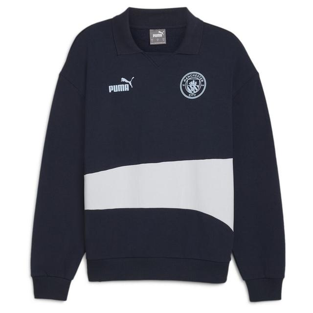 MCFC ftblCulture+ Sweat Drill Top Club Navy-Silver Mist - PUMA, storlek ['Medium'] on Productcaster.