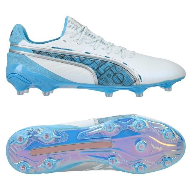 PUMA X Unisport King Ultimate Fg/ag Conquer Your Mountain - White/luminous Blue/PUMA Silver Limited Edition, size 35½ on Productcaster.