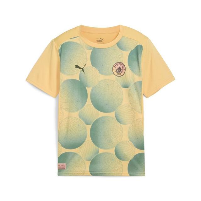 Manchester City Training T-shirt Pre Match - Flaxen/bold Blue Kids - PUMA, size 116 cm on Productcaster.