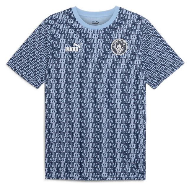 Mcfc Ftblculture Tee Aop Team Light Blue-PUMA White, storlek ['Small'] on Productcaster.