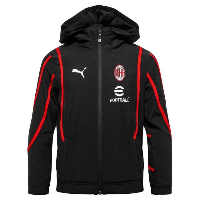 Milan Jacket Pre Match Woven Anthem - PUMA Black/for All Time Red Kids, size ['XS/128 cm'] on Productcaster.