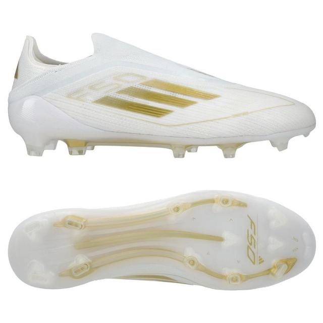 adidas F50 Elite Laceless Fg Day Spark - Footwear White/gold Metallic/footwear White - Grass (Fg), size 45⅓ on Productcaster.