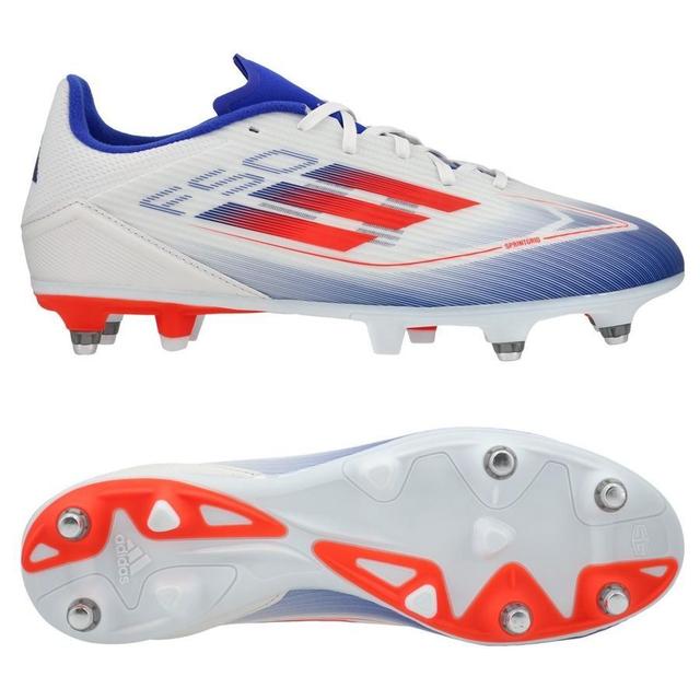 adidas F50 League SG Advancement - Hvit/Rød/Lucid Blue - Vått gress (SG), størrelse 40 on Productcaster.