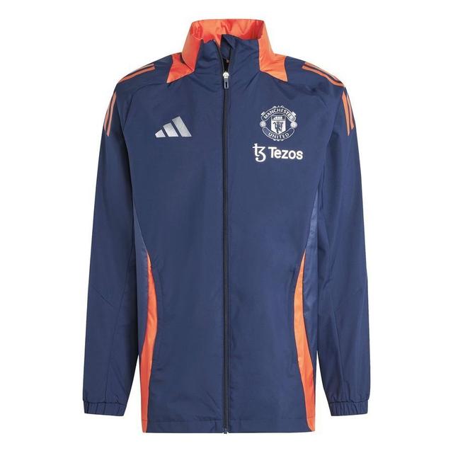 Manchester United Jacket All Weather Tiro 24 - Night Indigo/bright Red - adidas, size Medium on Productcaster.